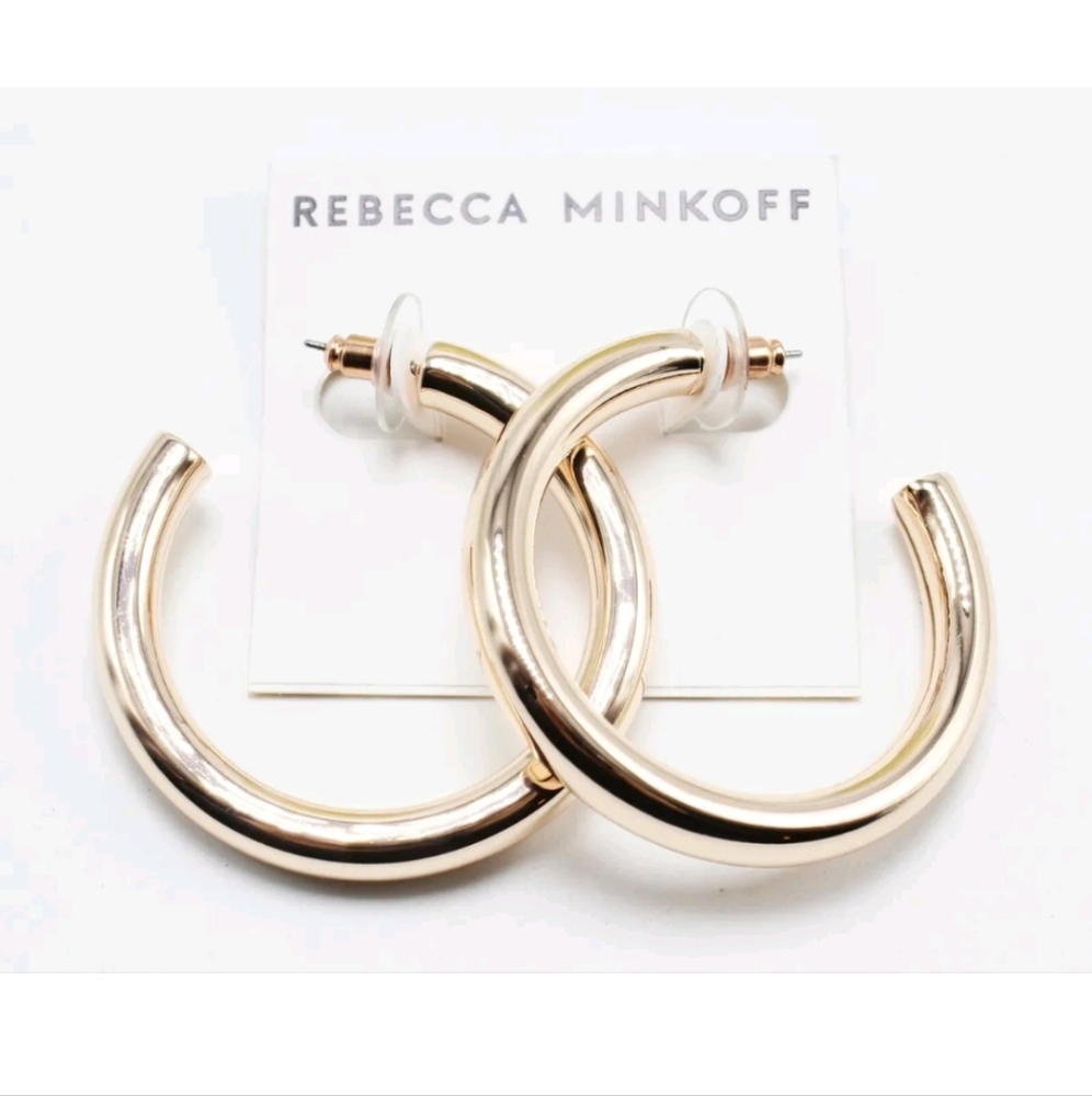 REBECCA MINKOFF ROSE GOLD HOOP EARRINGS